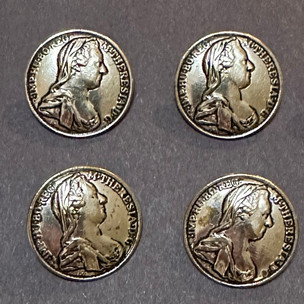 EIGHT GESCH Buttons Maria Theresa Austria Silver with Gold Trim
