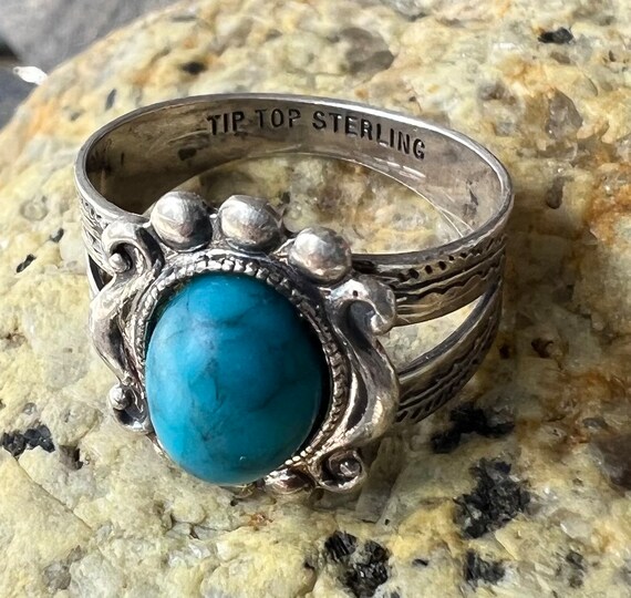 TIP TOP TURQUOISE Sterling Ring Size 7 - image 1