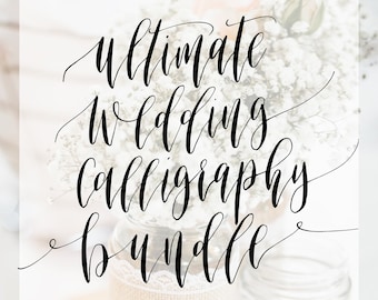 Utskrivbara övningsblad för bröllopskalligrafi - Modern kalligrafi för bröllopspaket i PDF-format - DIY-bröllopsbrevpapper