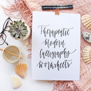 Romantische moderne Kalligraphie Übungsblätter - Brushlettering Arbeitsblätter zum Ausdrucken