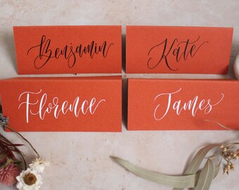 Wedding Place Cards - Orange Terracotta - Choice of white or black ink