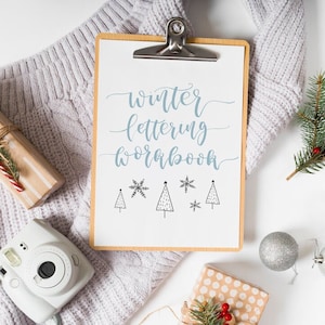 Winter Lettering Übungsblätter zum Ausdrucken - Moderne Kalligraphie / Brush Lettering