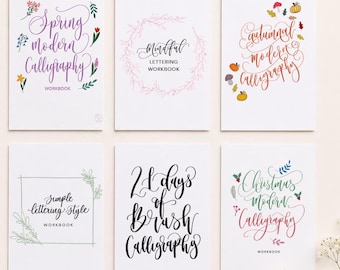 Calligraphy Workbook Bundle - The Complete Calligraphy Workbook Collection - PDF Worksheets - Instant Download - Lettering Worksheets