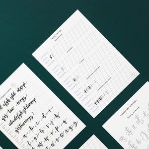 Beginners modern calligraphy practice sheets - words and phrases