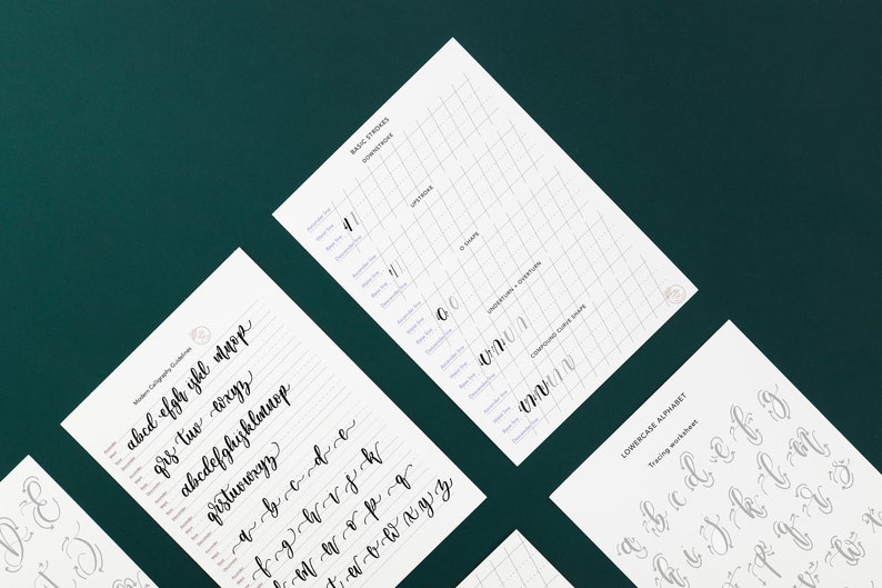 Beginners modern calligraphy practice sheets - words and phrases