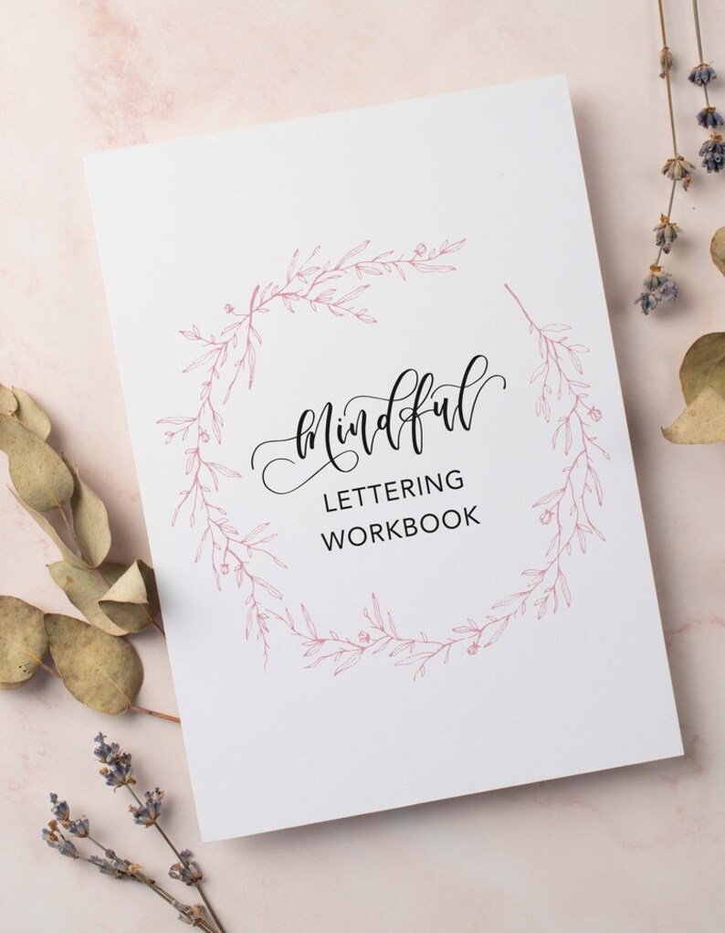 Mindful Lettering Practice Workbook Digital Workbook PDF Download Modern Calligraphy Worksheets image 1