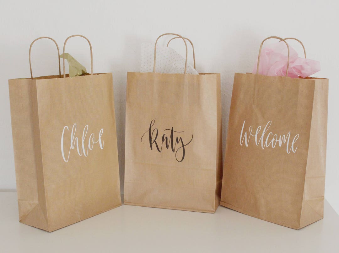 Custom Name Gift Bags Modern Calligraphy Wedding Favours Etsy