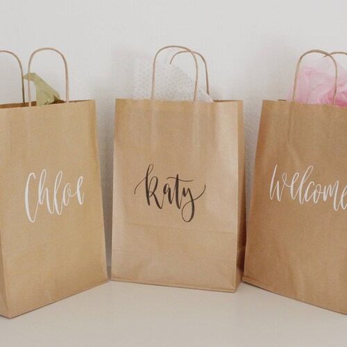 Custom Name Gift Bags Modern Calligraphy Wedding Favours Etsy
