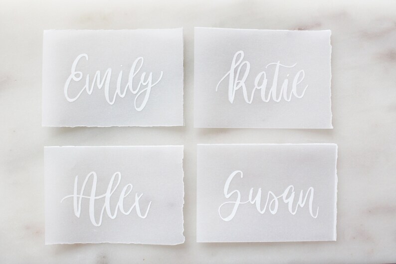 Vellum Place Cards Custom Calligraphy on Vellum Wedding Etsy UK