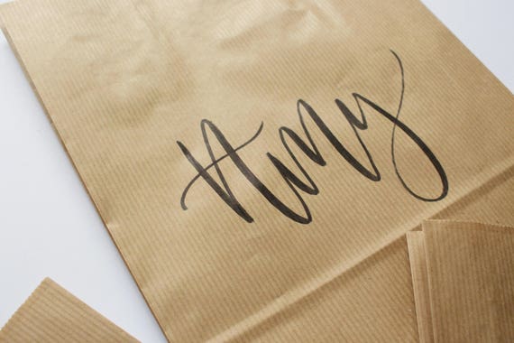 Custom Name Gift Bags Modern Calligraphy Wedding Favours Welcome