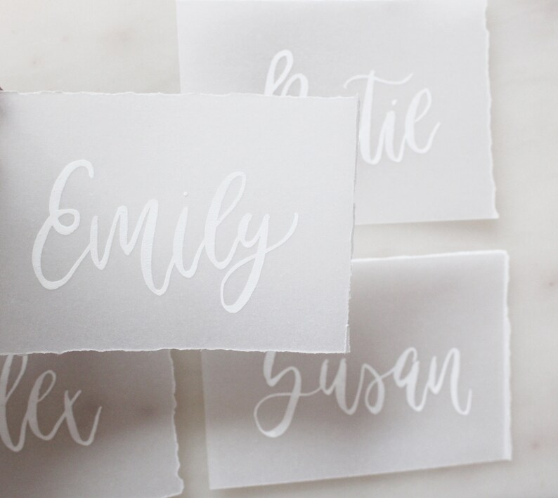 Vellum Place Cards Custom Calligraphy on Vellum Wedding Etsy UK