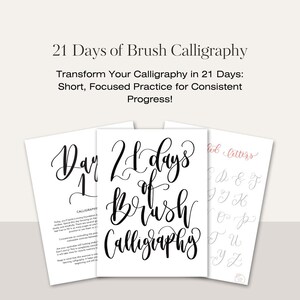 21 Tage Pinsel Kalligraphie - 98 Seiten tägliche Praxis Lettering Workbook - Sofortiger Download - Druckbare Pdf - Moderne Kalligraphie Praxis