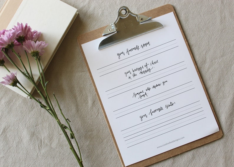Mindful modern calligraphy workbook - digital download workbook.