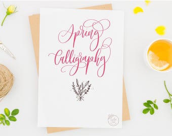 Spring Calligraphy Workbook – Flourishing Practice Sheets, Bouncy Lettering, Brush Pen & Dip Pen PDF