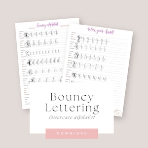 Bouncy Lettering Kleinbuchstaben Alphabet Kalligraphie Arbeitsblätter