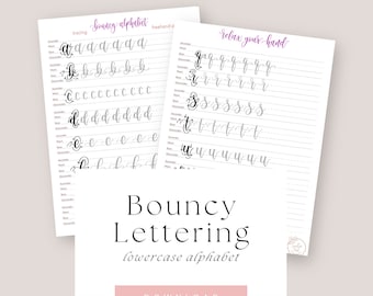 Bouncy Lettering Lowercase Alphabet Calligraphy Worksheets