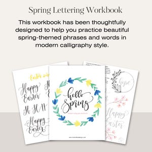 Hojas de práctica de caligrafía moderna - Libro de trabajo de letras de primavera - Descarga digital - Hojas de trabajo en formato PDF - Actividad de Pascua