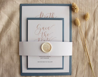 S A N D Y  Wedding Suite Modern Classic Save The Dates Invites Rsvp and Details Cards with a Wax Seal