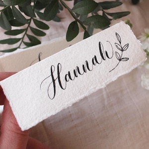 Cotton Paper Place Cards - Elegant Calligraphy - Wedding Table Names - Black Ink Name Cards - Wedding / Event Stationery - Pack of 10