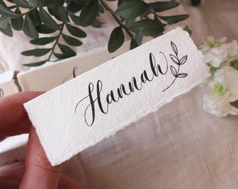 Cotton Paper Place Cards - Elegant Calligraphy - Wedding Table Names - Black Ink Name Cards - Wedding / Event Stationery