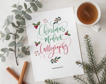 Christmas Modern Calligraphy Workbook - Festive Lettering Practice - Seasonal Calligraphy Sheets - Digital PDF - Instant Download