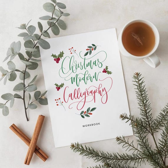Christmas Modern Calligraphy Workbook - Festive Lettering Practice - Seasonal Calligraphy Sheets - Digital PDF - Instant Download