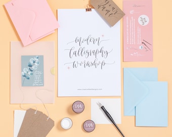 Modern Calligraphy Online Class - Learn Lettering With Pointed Nib, Pen Holder and Ink - Complete Beginners Calligraphy Kit and Video