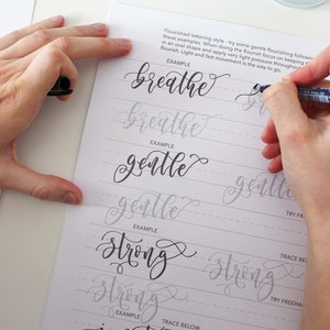 Mindful Lettering Practice Workbook Digital Workbook PDF Download Modern Calligraphy Worksheets image 3