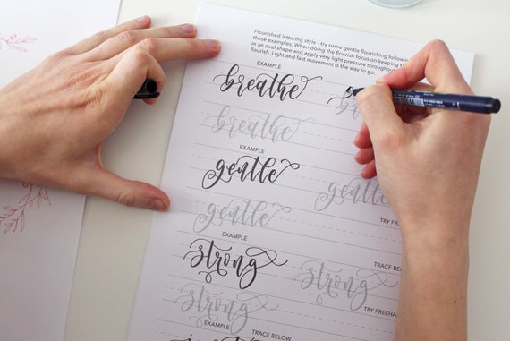 Relaxing Modern Calligraphy Practice Workbook Brush Pen Hand