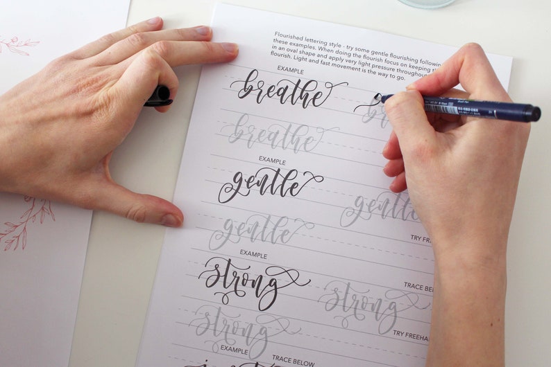 Mindful Lettering Practice Workbook Digital Workbook PDF Download Modern Calligraphy Worksheets image 3