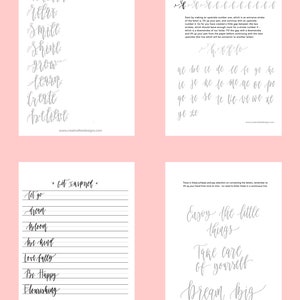 Inspiring words and phrases to practice at home - mindful modern calligraphy practice.