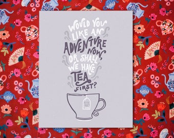 Tea by Peter Pan Hand Lettered Print (8x10 digitally printed)
