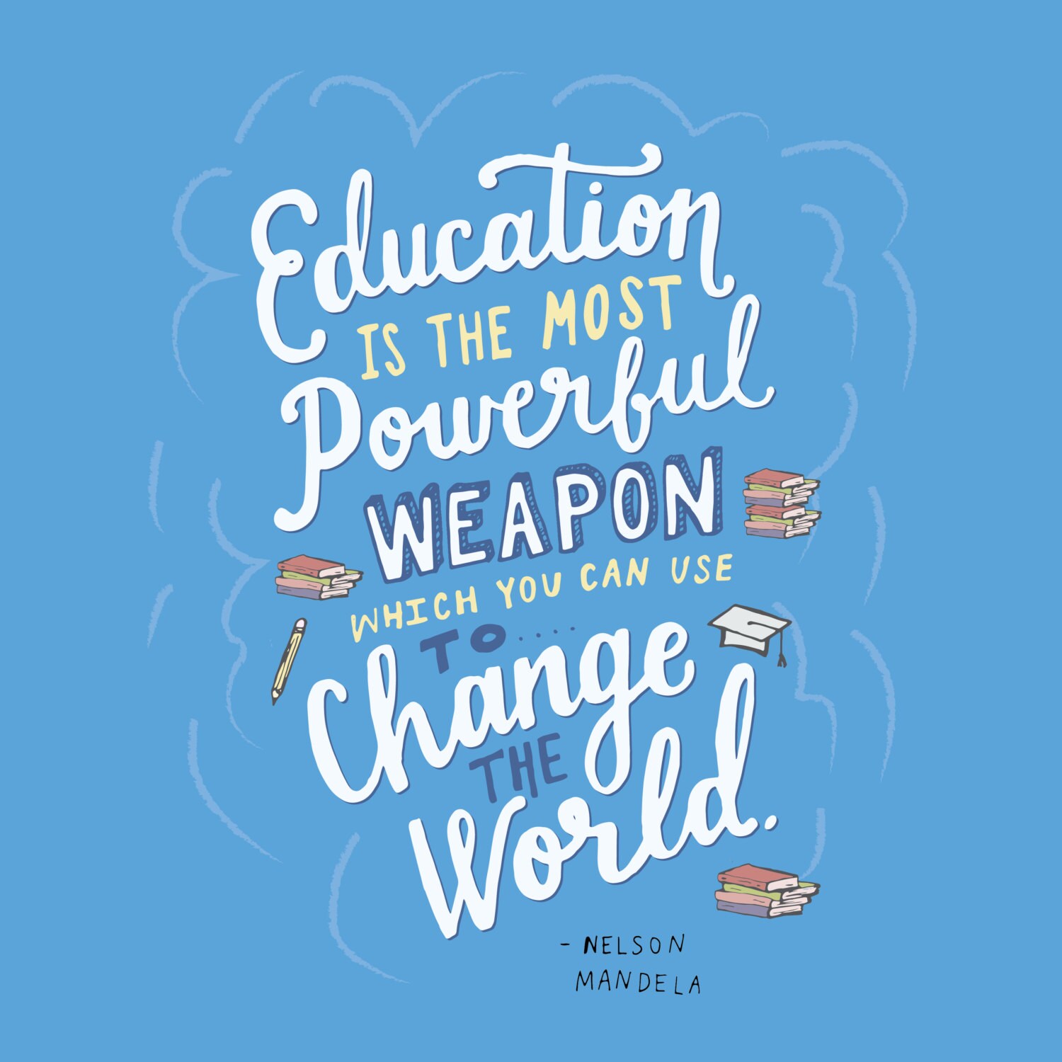 Education is the Most Powerful Weapon Nelson Mandela Hand - Etsy