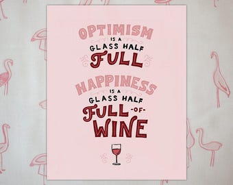 Happiness is Wine Hand Lettered Print (8x10 digitally printed)