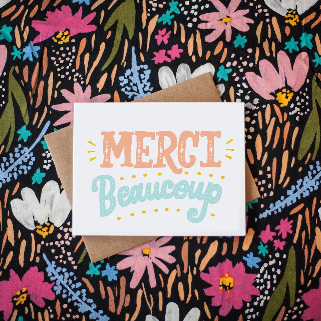 Merci Beaucoup Thank You Very Much In French Greeting Card Royalty