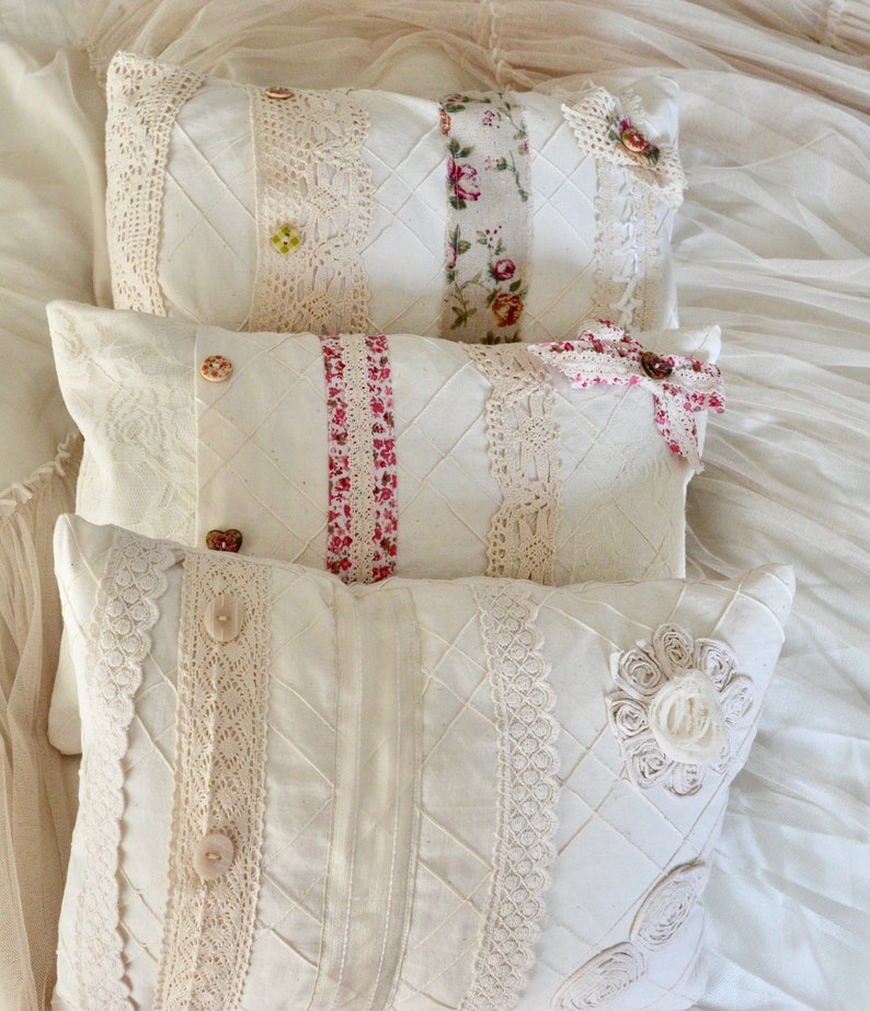 Lace and Ribbon Cushions Ivory Cushions Home Cushions Etsy UK