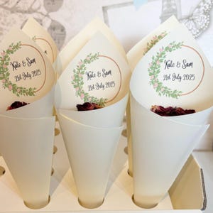 Personalised Wedding Confetti Cones: White, Ivory, Kraft Paper