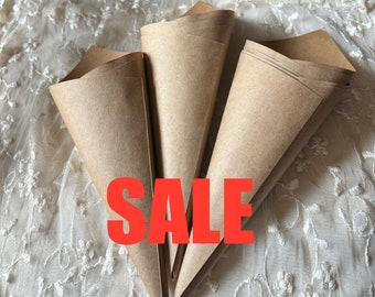 Kraft confetti cones,    10 Cones for confetti,    spring sale 2024. Party Cones