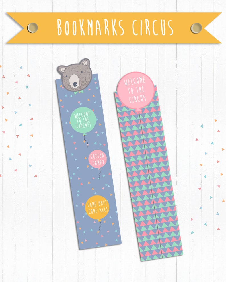 Printable Dividers Bookmarks Circus Kikki Style for Book or Etsy