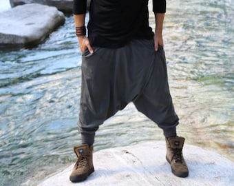 Pantaloni Harem da uomo, Pantaloni Ninja, Pantaloni Samurai, Pantaloni con cavallo basso da uomo, Burning Man Abbigliamento Uomo, Pantaloni Yoga, Pantaloni stravaganti, Goa, Uomini regalo