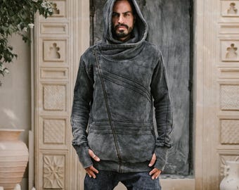 Asymmetrischer Reißverschluss Hoodie: Weicher Baumwoll Fleece Streetwear