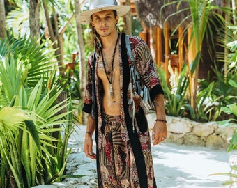 Herren Boho Kimono Robe: Festival Burning Man Outfit