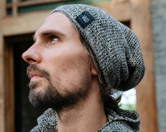 Men's Knit Cotton Beanie: Oversized Hat