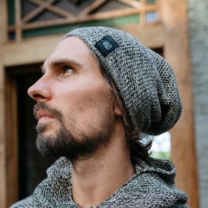 Men's Slouchy Bamboo Beanie, Oversized Knitted Spring Hat for Comfort & Style