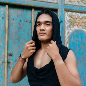 NOMAD BAMBOO Sleeveless Desert Hoodie, Bamboo Jedi Top, Bohemian Festival Clothing & Eco-Friendly Apparel image 2