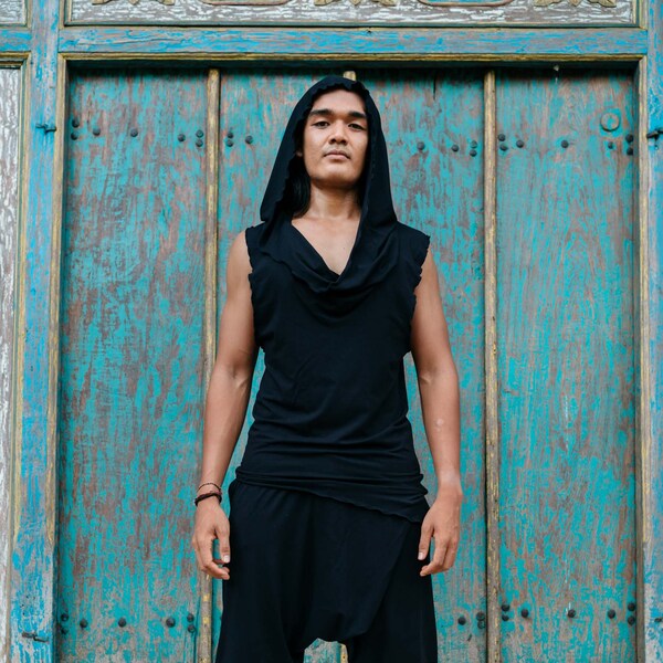 Burning Man Clothing Men, Sleeveless Hoodie, Jedi Hoodie, Burning Man, Assassin Hoodie, Ninja Hoodie Men, Bamboo Hoodie, Desert Top, Ninja