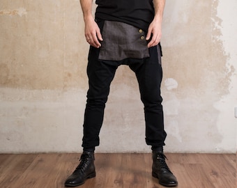 Drop Crotch Cotton Harem Pants, Steampunk Streetwear