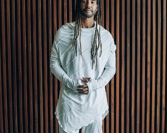 Bamboo Long Sleeve Shirt: Asymmetric Jedi Style, Kundalini Clothing, Boho Clothes, Dune