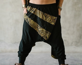 Pantalon japonais, pantalons avec entrejambe bas, pantalon ninja, sarouel pour hommes, vêtements streetwear japonais, pantalons amples, pantalons extravagants