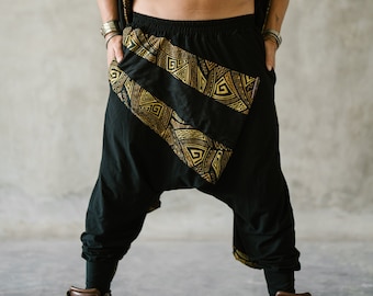 Japanese Pants, Drop Crotch Pants, Ninja Pants, Harem Pants Men, Burning Men Clothing, Japanese Streetwear, Baggy Pants, Extravagant Pants